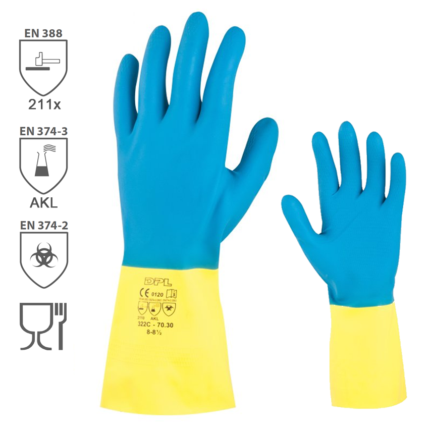 Chemické rukavice CHEM TOUCH latexové s neoprénom
