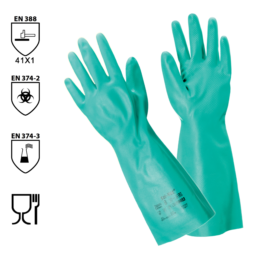 Chemické rukavice SOL-VEX 37-695 (Ansell) nitrilové (CR*)