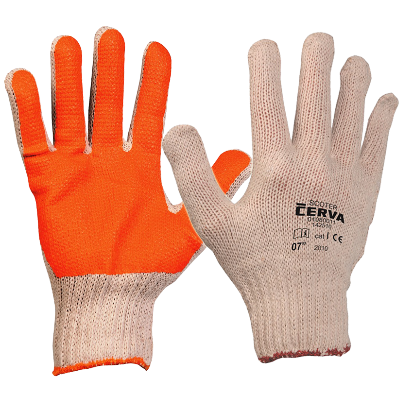 Pracovné rukavice SCOTER máčané v PVC oranžové