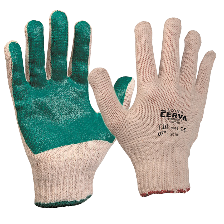 Pracovné rukavice SCOTER máčané v PVC zelené