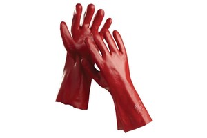 Chemické rukavice REDSTART máčané v PVC