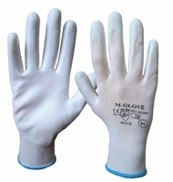 Pracovné rukavice M-GLOVE biele máčané v polyuretáne
