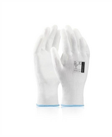 Pracovné rukavice BUCK biele máčané v polyuretáne - retail balenie (12 párov)