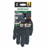 Pracovné rukavice BUSTARD BLACK textilné povrstvené terčíkmi (blister)
