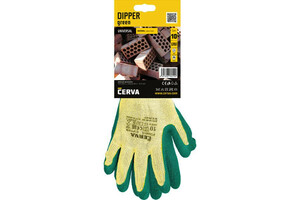 Pracovné rukavice DIPPER máčané v latexe (s blistrom)