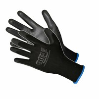 Pracovné rukavice RnyPU-BLACK máčané v polyuretáne čierne