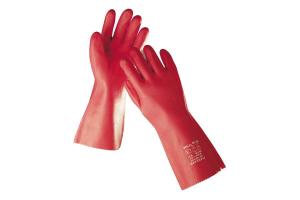 Rukavice STANDARD PVC 35cm máčané červená č.9,5