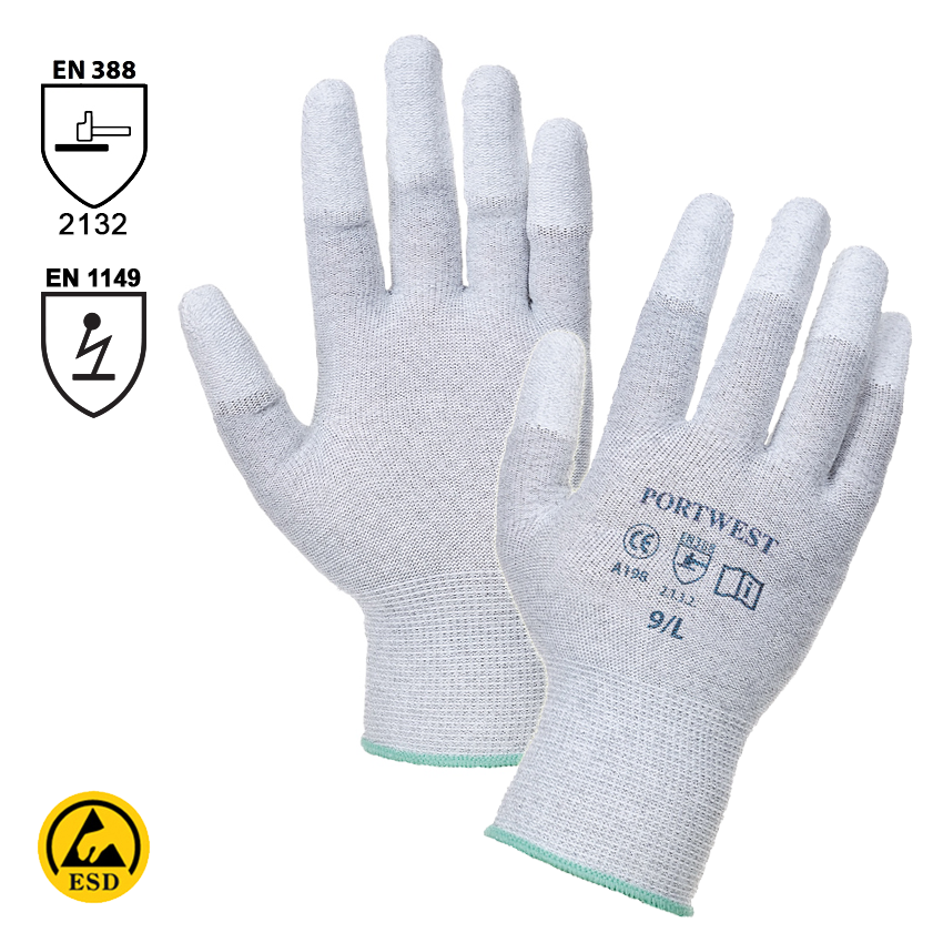 Antistatické rukavice A198 PU Fingertip