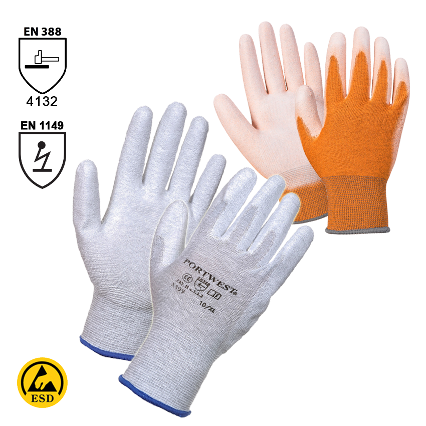 Antistatické rukavice A199 PU Palm