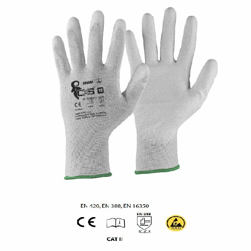 Antistatické rukavice CXS ADGARA ESD máčané v polyuretáne