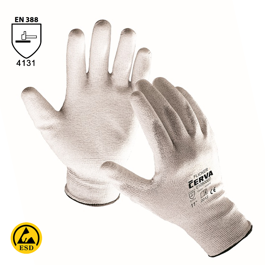 Antistatické rukavice FLICKER máčané v polyuretáne