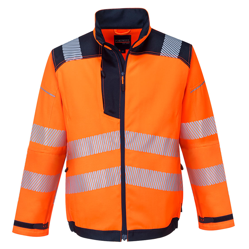Blúza T500 VISION PW3 Hi-Vis reflexná oranžovo-tm.modrá L