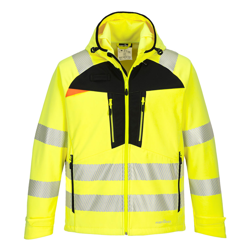 Bunda DX475 Hi-Vis softshellov&aacute; reflexn&aacute; žlto-čierna XS