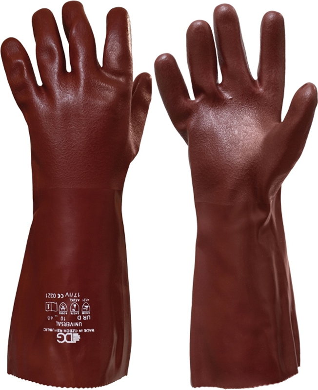 Chemické rukavice UNIVERSAL SANDY FINISH 35cm PVC 