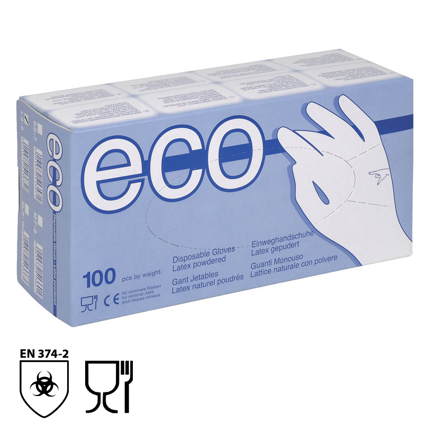 Jednorazové rukavice ECO Latex pudrované
