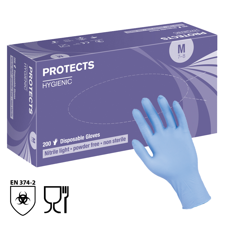 Jednorazové rukavice Protects Hygienic NITRIL nepudrované