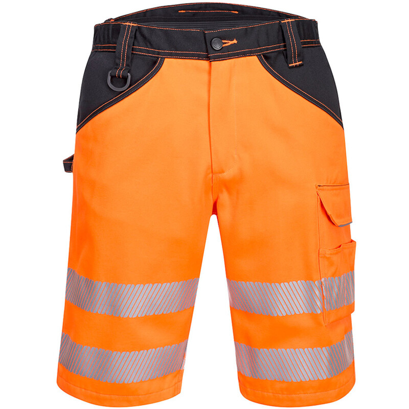 Kraťasy PW348 PW3 Hi-Vis reflexné oranžovo-čierne UK32/č.48/S