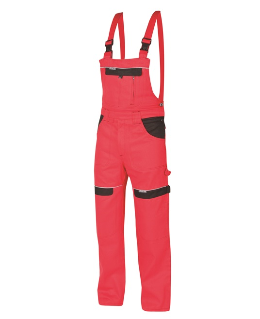Nohavice COOL TREND s náprsenkou skrátené (170 cm) červené č.48