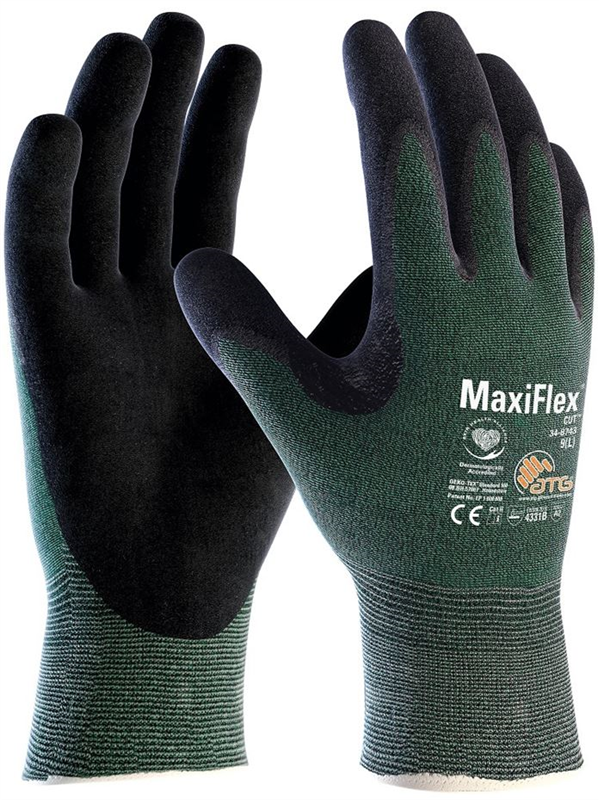 Neporezné rukavice ATG MAXIFLEX CUT 34-8743V máčané v nitrilovej pene (balené)