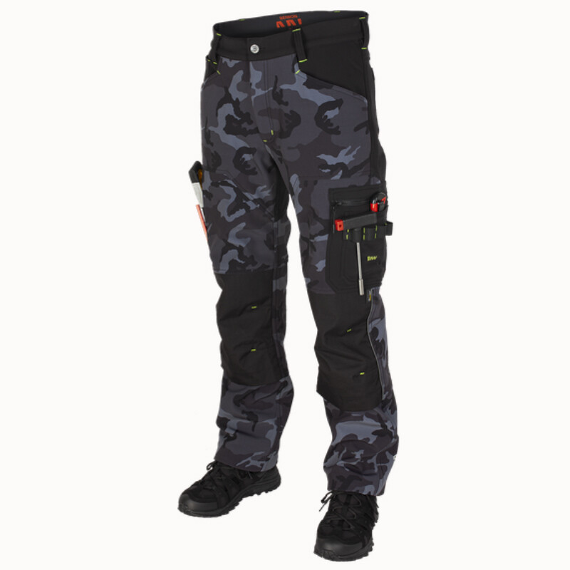 Nohavice BENNON CAMOS softshellov&eacute; zateplen&eacute; čierno-siv&yacute; mask&aacute;č č.44