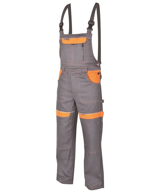 Nohavice COOL TREND s náprsenkou predĺžené (194 cm) sivo-oranžové 306 č.54