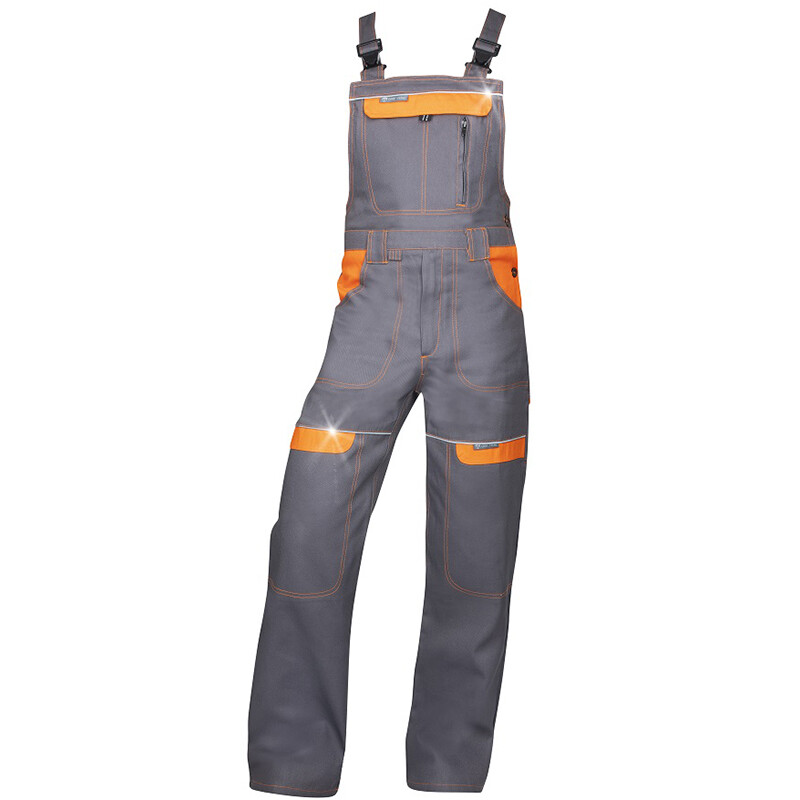 Nohavice COOL TREND s náprsenkou sivo-oranžové č.46