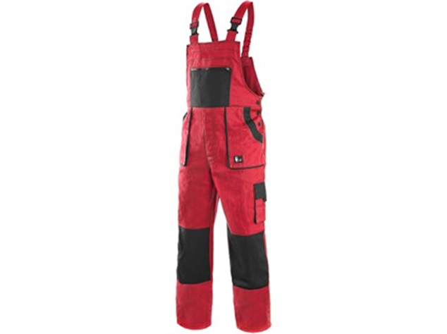 Nohavice CXS LUXY ROBIN s náprsenkou červeno-čierne č.46