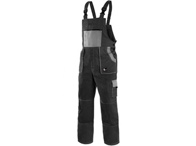 Nohavice CXS LUXY ROBIN s náprsenkou čierno-sivé č.46