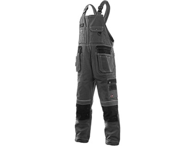 Nohavice KRYŠTOF s náprsenkou zateplené sivo-čierne č.60-62