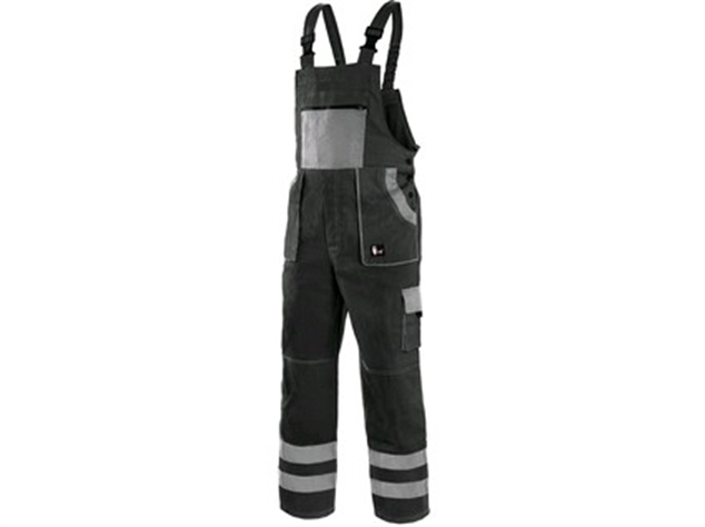 Nohavice LUXY BRIGHT s náprsenkou čierno-šedé č.64