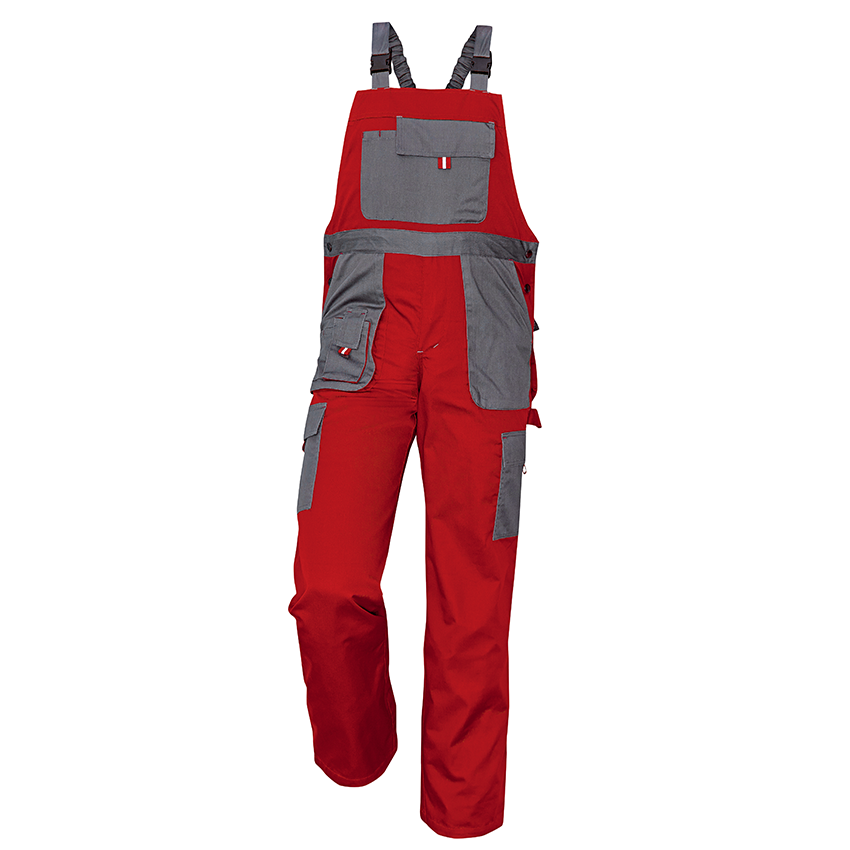 Nohavice MAX EVO s náprsenkou červeno-sivé č.46