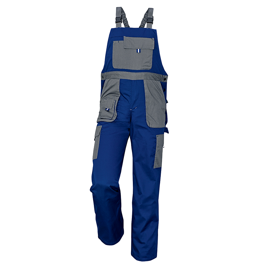 Nohavice MAX EVO s náprsenkou modro-sivé č.52