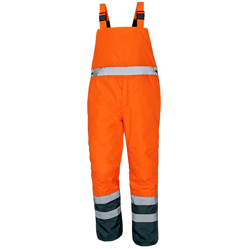 Nohavice PADSTOW s náprsenkou zateplené reflexné oranžové XL