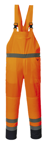 Nohavice PJ52 Hi-Vis s náprsenkou reflexná oranžová M