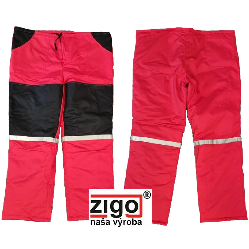 Nohavice RAVEN do pása zateplené červeno-čierne s reflexom č.50