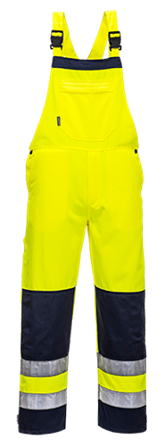 Nohavice TX72 GIRONA Hi-Vis s náprsenkou reflexná žlto-modré L  