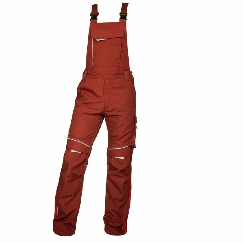 Nohavice URBAN s náprsenkou červená č.46