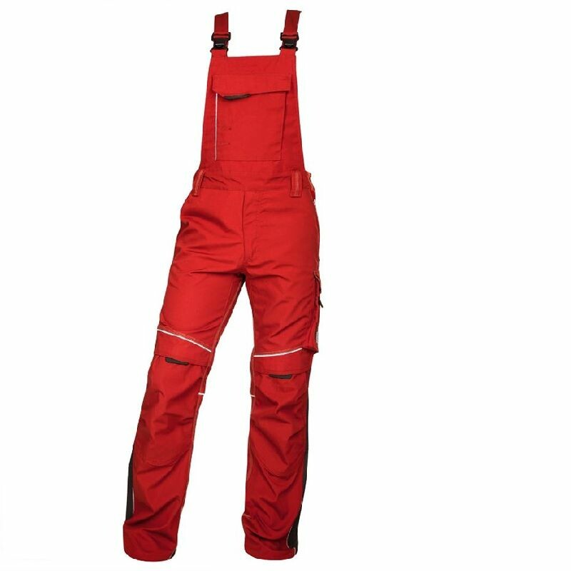Nohavice URBAN+ s náprsenkou skrátené (170 cm) jasne červená L