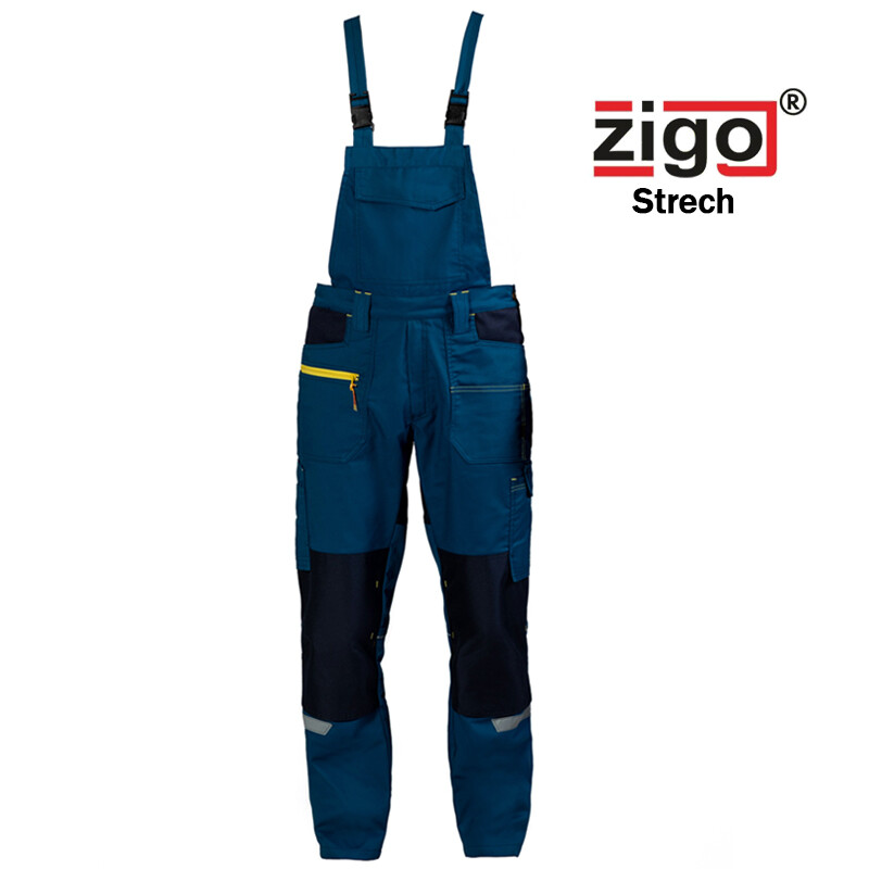 Nohavice ZIGO STRETCH s náprsenkou petrolejovo-tm.modré XL (54-56)