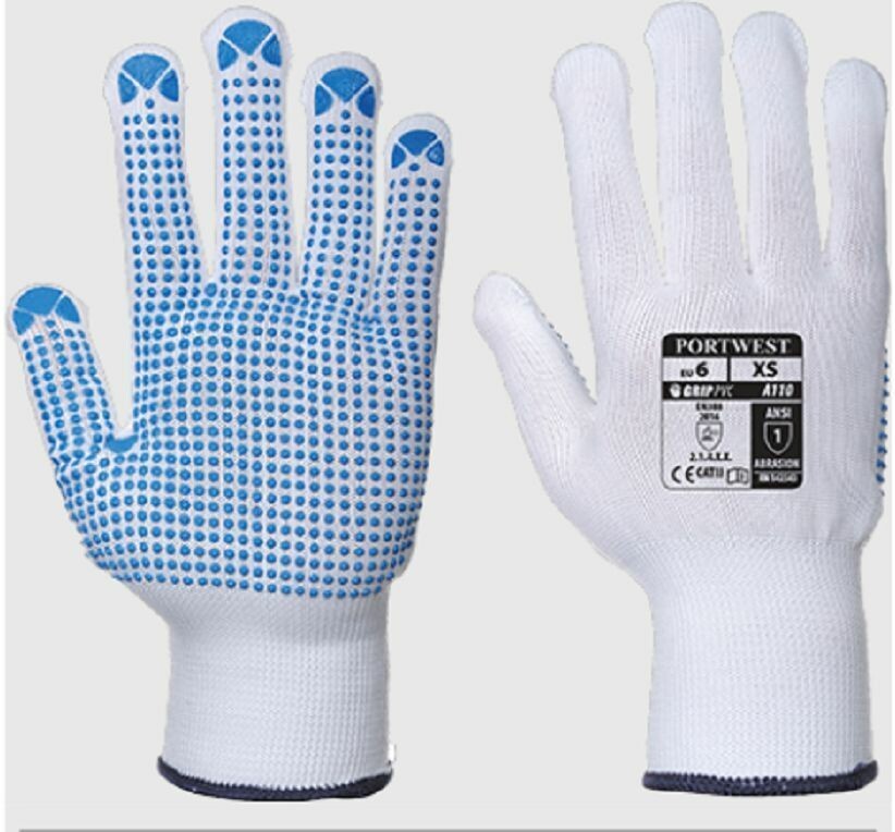 Pracovné rukavice A110 Polka Dot textilné s PVC terčíkmi