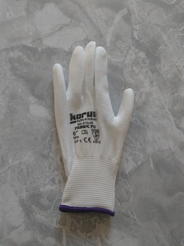 Pracovné rukavice KORUS biele máčané v polyuretáne