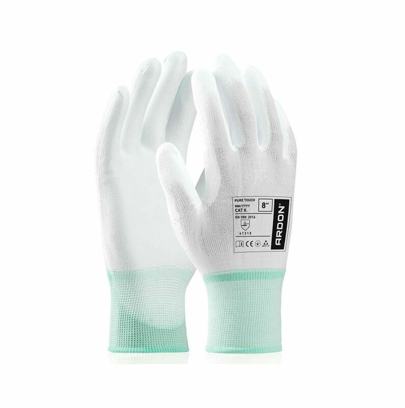Pracovné rukavice PURE TOUCH WHITE máčané v polyuretáne
