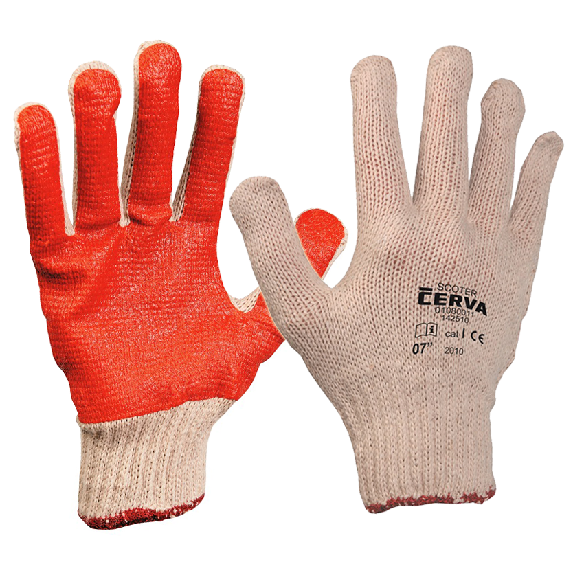 Pracovné rukavice SCOTER máčané v PVC červené