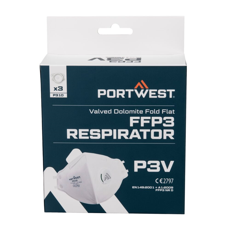 Respir&aacute;tor P310 FFP3 skladac&iacute; s ventilčekom biela (1bal=3ks)