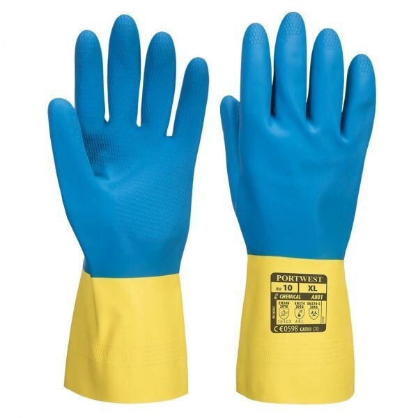 Rukavice A801 latexov&eacute; žlto-modr&eacute; č.8/M