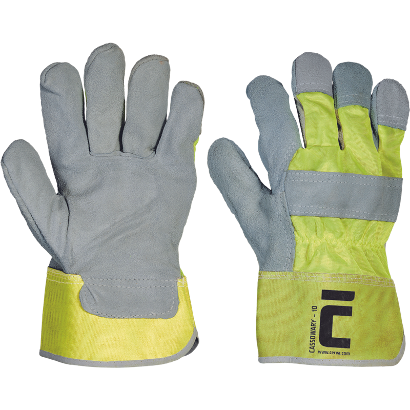 Rukavice CASSOWARY kombinovan&eacute; reflexn&aacute; žlt&aacute; č.10,5