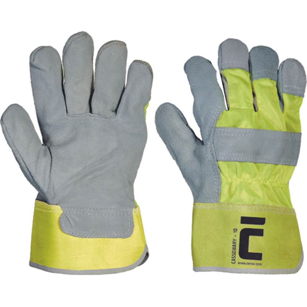 Rukavice CASSOWARY kombinovan&eacute; reflexn&aacute; žlt&aacute; č.9