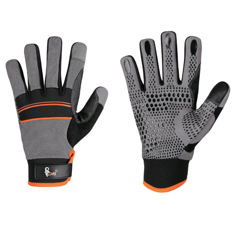 Rukavice CXS CARAZ kombinovan&eacute; sivo-čierne č.10