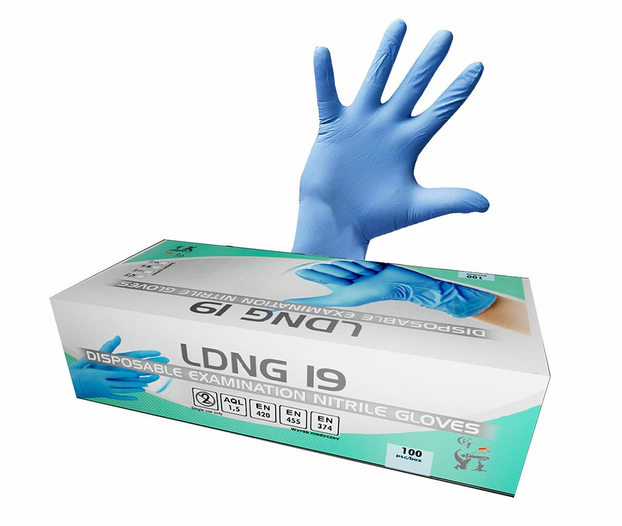 Rukavice LDNG19 jednorazové nitrilové nepudrované modré č.7/S