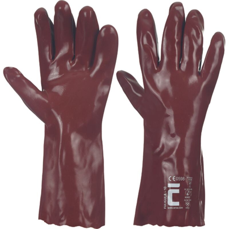 Rukavice PVC FULIGULA &uacute;plet 35cm č.10